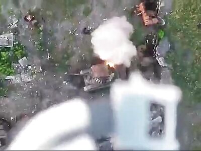 VOG dropping on a Russian tank