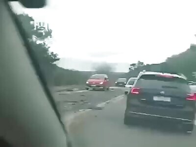 Truck vs car aftermath 