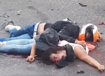 Horrific Motorcycle Accident Leaves couple Splattered on Street 
