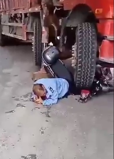 OMG sir got your bike crushed from above