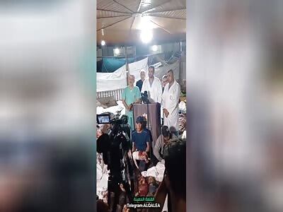 press conference between the dead bodies in Gaza strip.