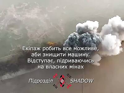 Russians are blown up by mines and flee in fear