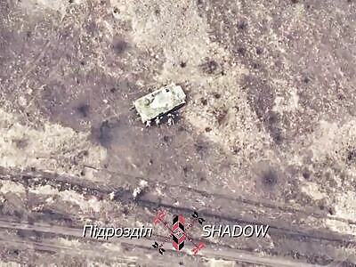 FPV drone hit a group of Russians