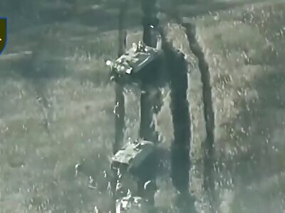 Direct hit from ATGM on a group of Russians