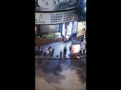 Police officer attacked with a knife.