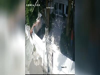 While sweeping, a man is shot in the head.