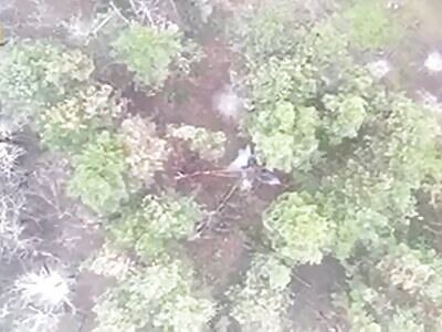 Drones work with VOGs on Russian infantry