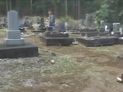 WTF: Alien caught peaking from behind a headstone ????????
