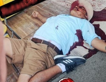 Old man enjoying his coffee executed by sicario 