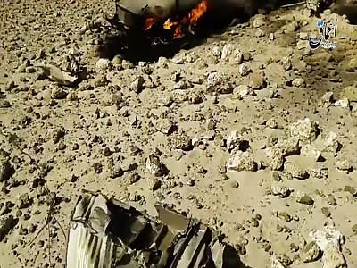 Wreckage of the Warplane Shot down by Islamic State Fighters East of Mt. Dakwah in the Eastern Countryside of Damascus