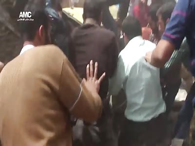 Horrific Result of Todays Russian or Syrian Forces Cluster Bomb Attack on Homs