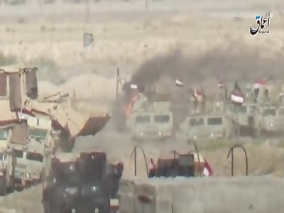 Fleeing Iraqi Forces as their Vehicles Burn South Fallujah