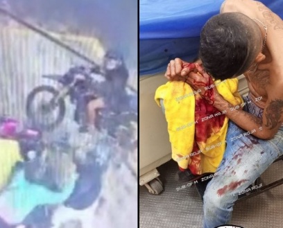 Thieves try to steal motorcycle from criminal armed with machete 