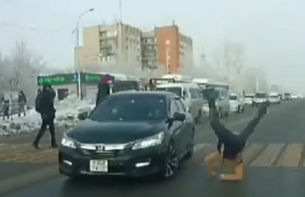 Female Driver Driving Almost Kills Schoolboy Crossing Street