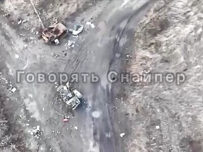 Orcs on the move stopped with granade dropped from drone