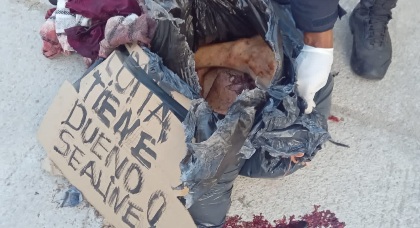 Human remains baged with a narco-message 