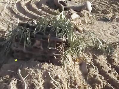 Mine blast ears a bulldozer 