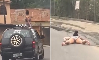 Chica Car Surfing is Having Some Regrets.