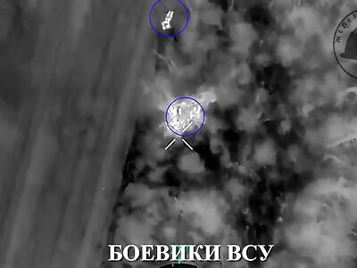 Russian drone vs platoon of Ukrainians