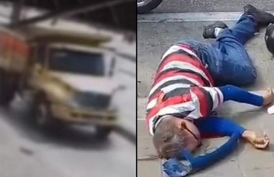 Motorcyclist crashed dead by speeding truck 