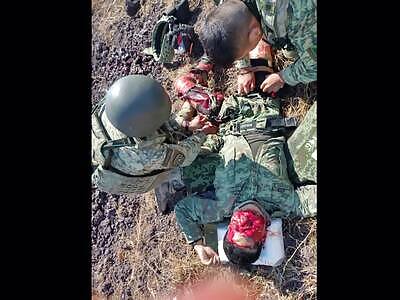 Mexican soldier steps on a land mine and gets blown up