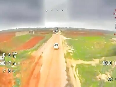 Drones attack Israeli backed terrorists in Toyotas inSyria.