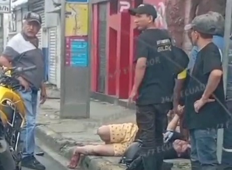 Motorcyclist badly injured WITH A BROKEN FOOT.