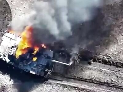 Drone finishes off the Russian tank crew