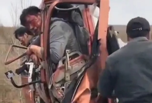 Truck driver and his co-worker horribly crashed into back of bus