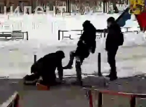 Teenager beat the shit out of man for using drugs in public place 