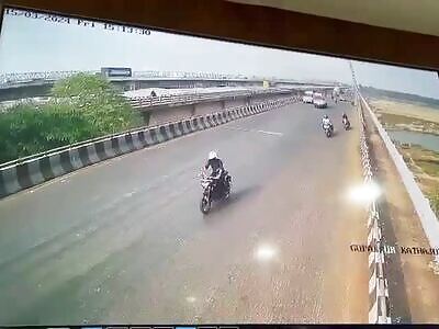 Biker is hit by a truck and ends up in a real mess.