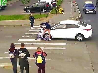 Teenager On Scooter Gets Hit By Taxi Driver