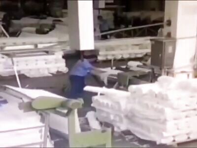 Bad Day at Work.....Worker rolled into machine