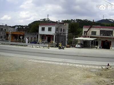 Pair riding on scooter get taken out by oncoming car.