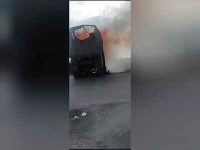 DRONE VS RUSSIAN TRUCK , GUESS WHO WIN