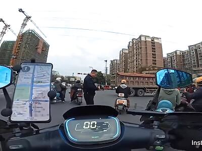 Woman on bike gets well smeared by classic red truck [+Aftermath]