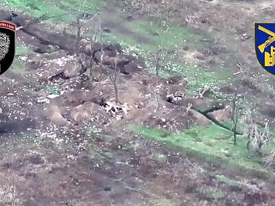 A ground-based drone blows up a Russian dugout