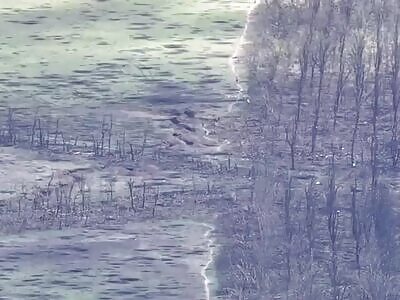 Direct artillery hit on a group of Russians