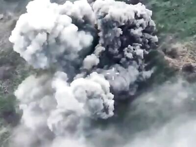 Powerful explosion of a Russian BMP-3 with landing troops