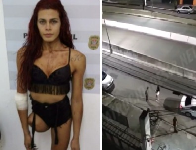 One Legged Tranny Stabs Client in Fight