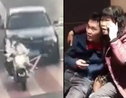Drunk couple lost control,crashed motorcyclist and some pedestrian 