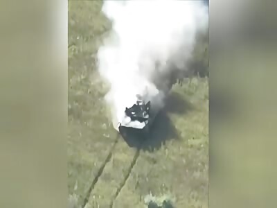 Russian BMP filled with infantry hit a mine