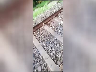 Train vs boy puck moment