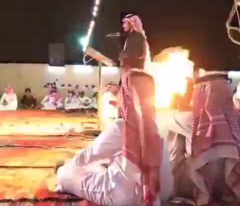 Moronic Arab Extinguishes a cigarette in a Pail full of Gunpowder