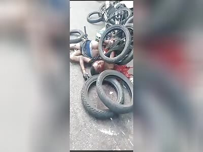 Crashed man in his heart throbbing