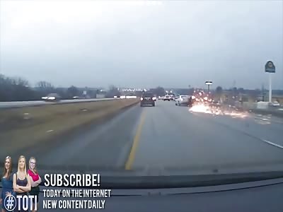 Crazy Car Accident on the Interstate!