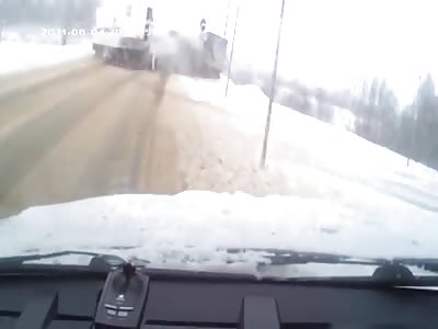 Collision of Two Trucks on the Highway  