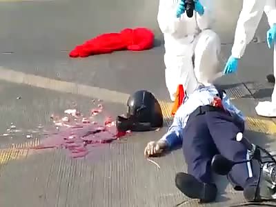 Biker's Head Burst Open After Getting Run Over by a Bus