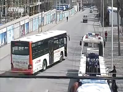 Out of Control Bus Hits People on the Street
