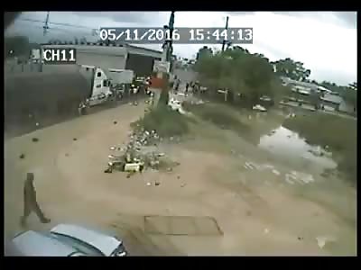 Out of Control Car Hits Biker and Pedestrian in Brutal Accident 